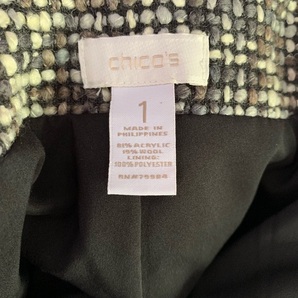 CHICOS Tweed Fringe Duster Jacket w Pockets Size M - Picture 6 of 6